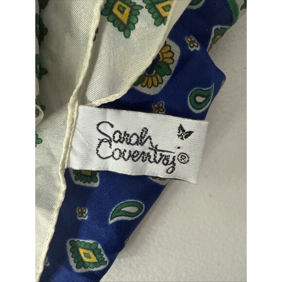 Sarah Coventry Scarf Made in Italy Blue Green Yellow Paisley Floral - Picture 4 of 8